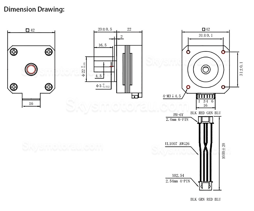 OUKEDA NEMA 17 Bipolar Stepper Motor 17HS4023 14 Ncm 1A 1.8 Deg For 3D Printer & Titan Extruder